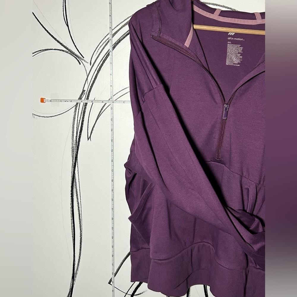 All In Motion Pullover Half Zip Purple Hoodie with Pockets, Womens XXL - Picture 7 of 8